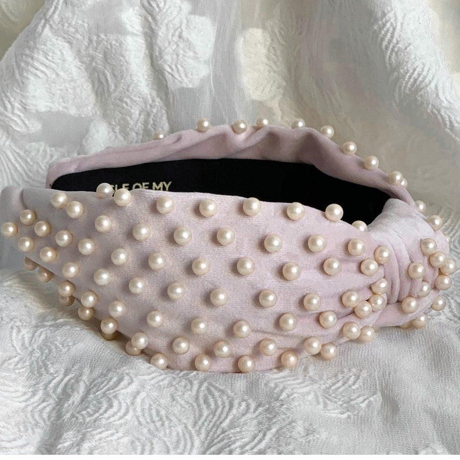 Blush Pearl Velvet Headband
