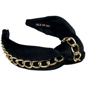 Chained in Jet Black Velvet Headband