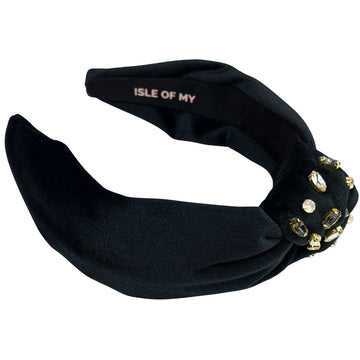 Jet Black Velvet & Gems Headband