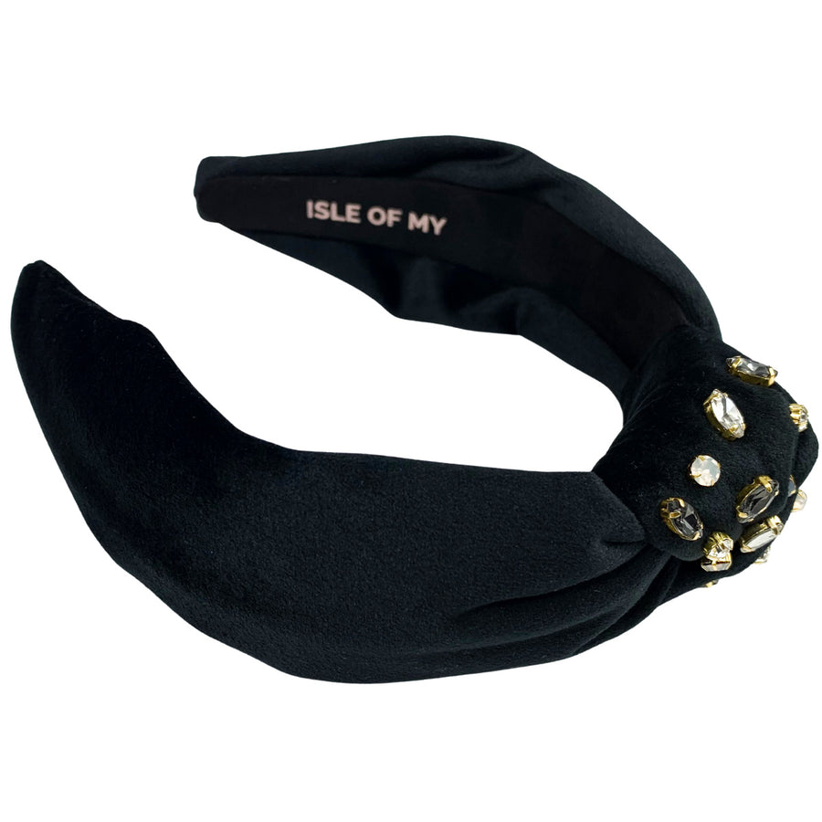 Jet Black Velvet & Gems Headband