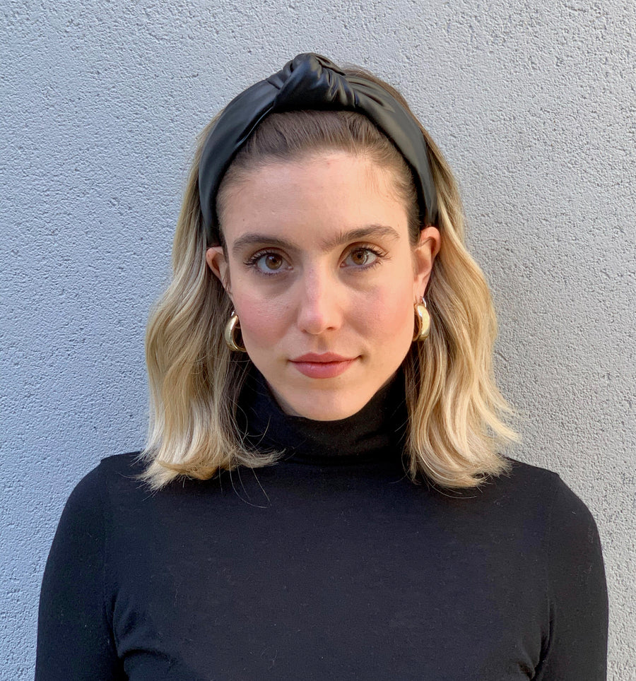 Black Vegan Leather Headband
