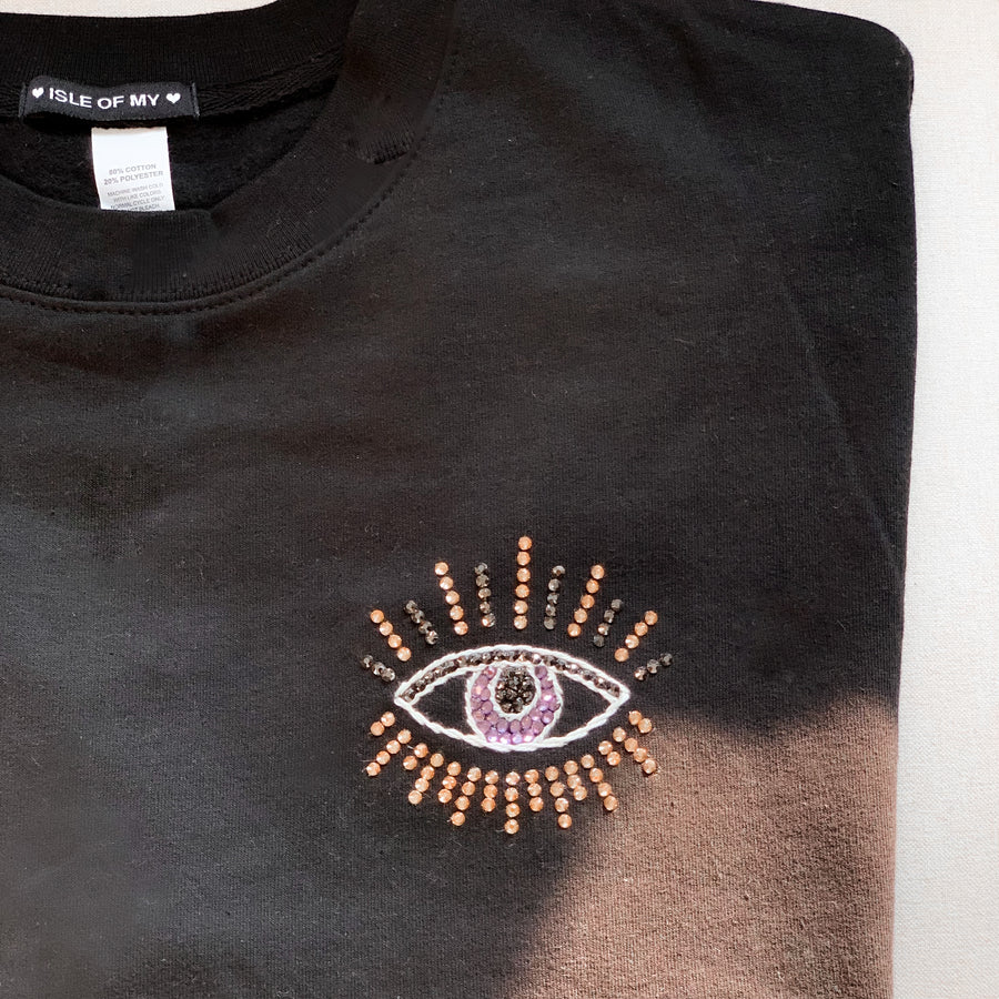 Evil Eye Crewneck *with handset rhinestones