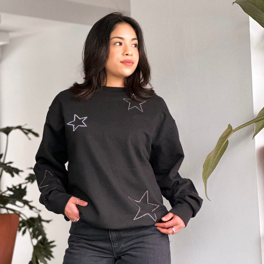 Star Crewneck *with handset rhinestones