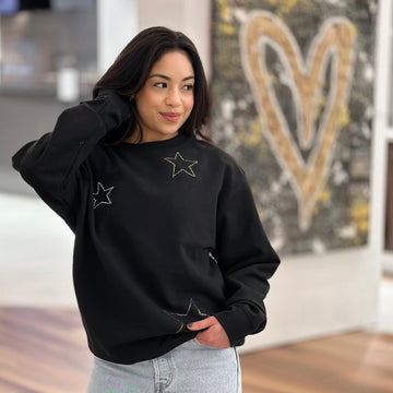 Star Crewneck *with handset rhinestones