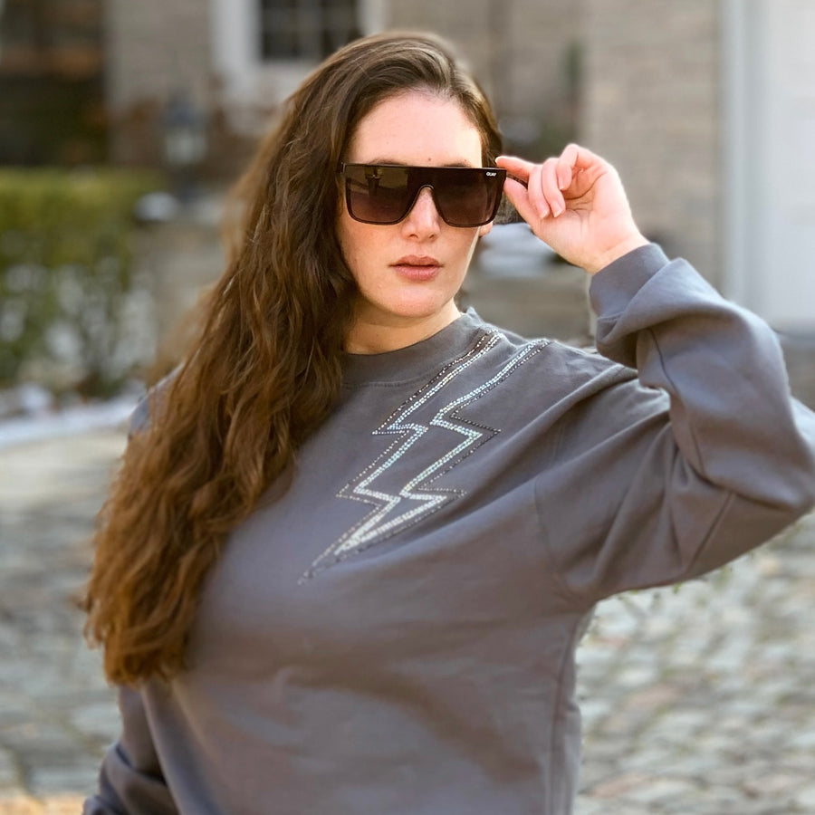 Bolt Crewneck *with handset rhinestones
