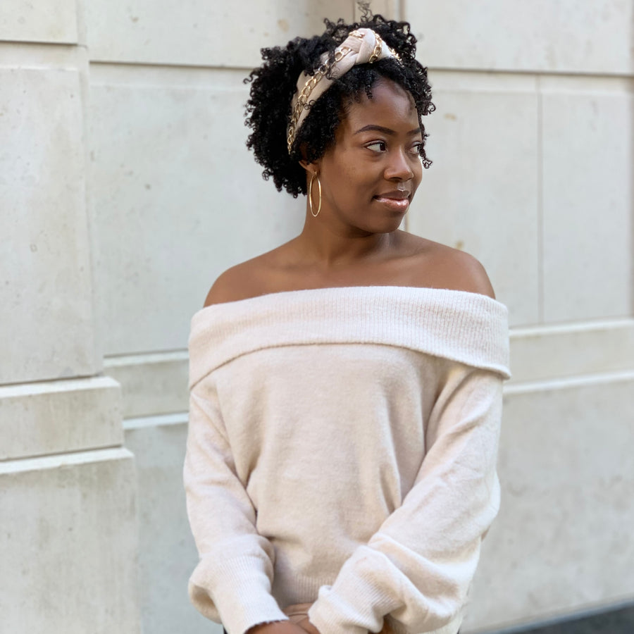 Chained in Sahara Sand Velvet Headband