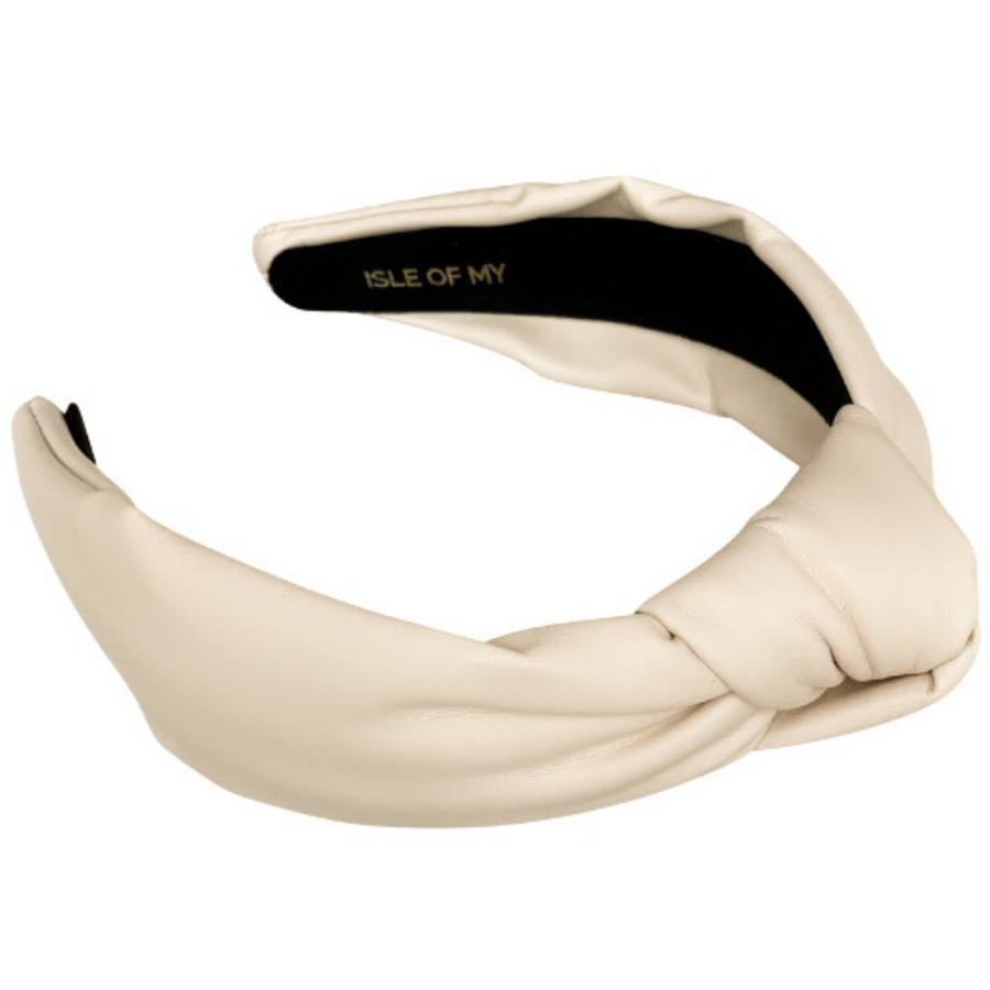 Cream Vegan Leather Headband